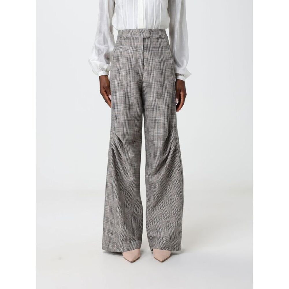 Hanita Women Hanita Prince Of Wales Criªpe High-Waisted Flared Trousers